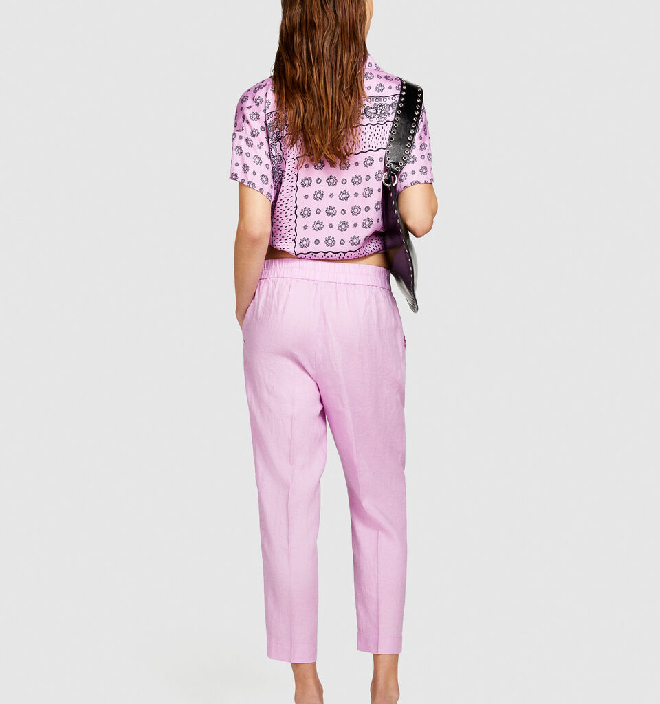 100% linen joggers - women's joggers - Soft Pink | Sisley image number 3